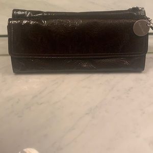 Patent leather brown clutch